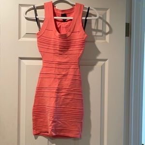 Bebe coral knit bodycon dress